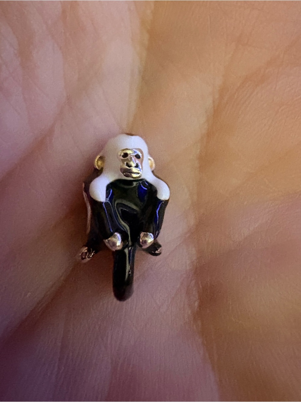 Black and white monkey charm